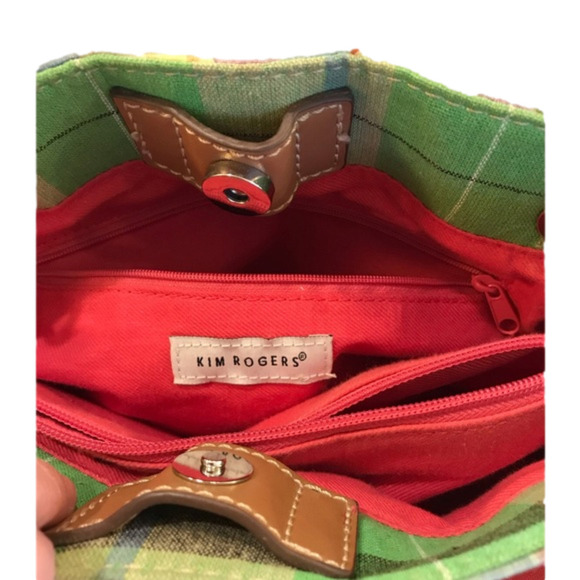 Kim Rogers Colorful Patchwork Canvas Satchel Shoulder Bag Handbag Purse - Picture 8 of 9